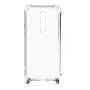 Evelatus Capa de silicone transparente com fita ao pescoço TPU para Xiaomi Redmi Note 8 Pro prateada