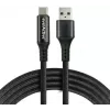 everActive CBB-1CBL cabo trançado USB-A para USB-C com indicador de potência LCD, 1m, 3A, preto