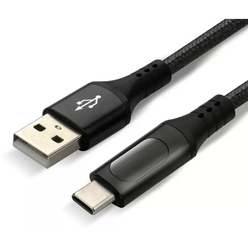 everActive CBB-1CBL cabo trançado USB-A para USB-C com indicador de potência LCD, 1m, 3A, preto