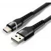Cabo trançado everActive CBB-1CBR USB-A para USB-C com LED RGB 1m 3A preto