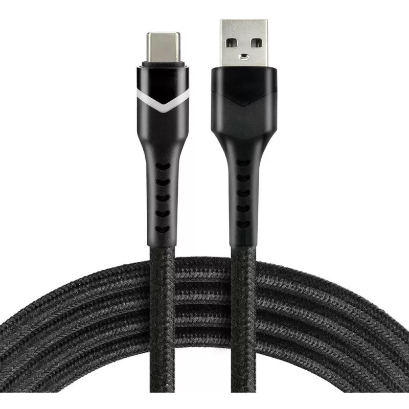 Cabo trançado everActive CBB-1CBR USB-A para USB-C com LED RGB 1m 3A preto