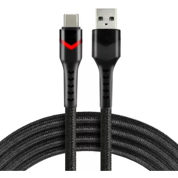Cabo trançado everActive CBB-1CBR USB-A para USB-C com LED RGB 1m 3A preto