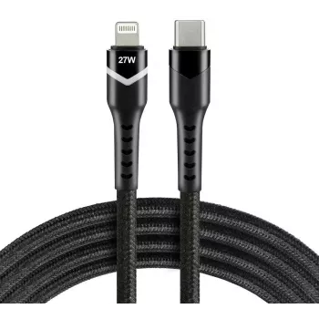 Cabo everActive CBB-1CIR USB-C para Lightning com LED RGB 1m 27W PD preto