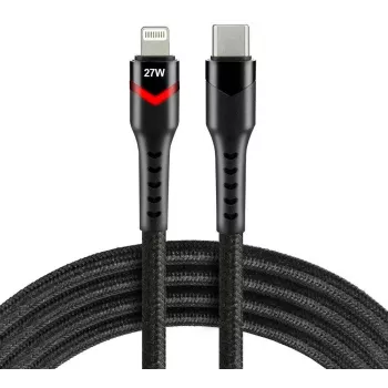 Cabo everActive CBB-1CIR USB-C para Lightning com LED RGB 1m 27W PD preto