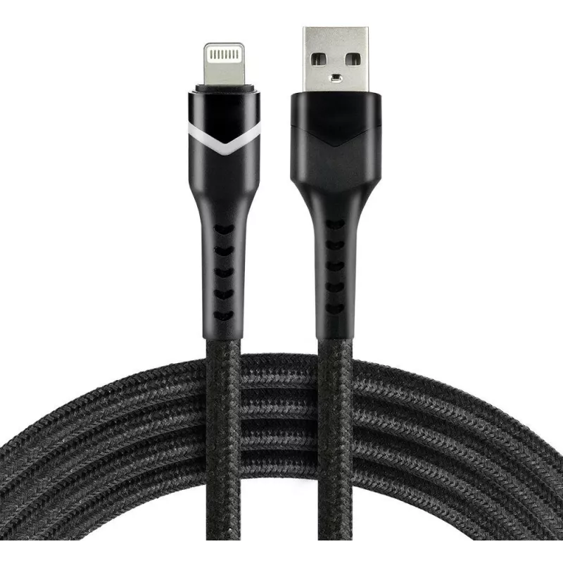Cabo trançado everActive CBB-1IBR USB-A para Lightning RGB LED 1m 2.4A preto