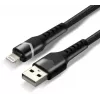 Cabo trançado everActive CBB-1IBR USB-A para Lightning RGB LED 1m 2.4A preto