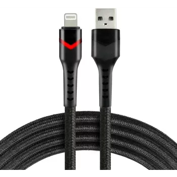 Cabo trançado everActive CBB-1IBR USB-A para Lightning RGB LED 1m 2.4A preto