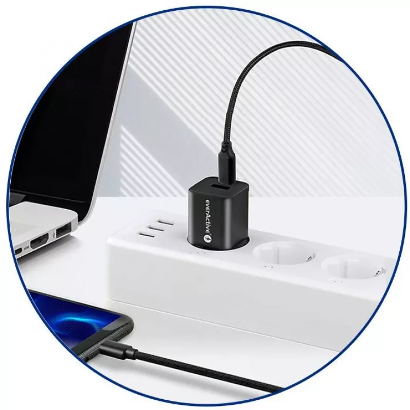 everActive CBB-1PD3 Cabo USB-C para USB-C 1m PD 60W 3A preto