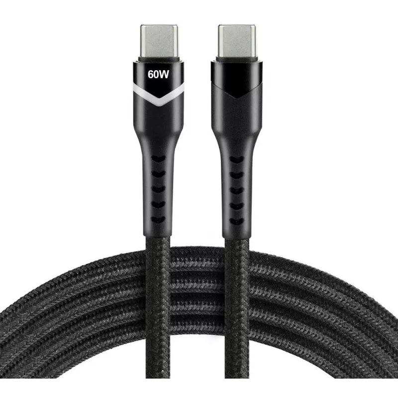 everActive CBB-2PDR Cabo USB-C para USB-C RGB LED entrançado 2m 3A 60W preto