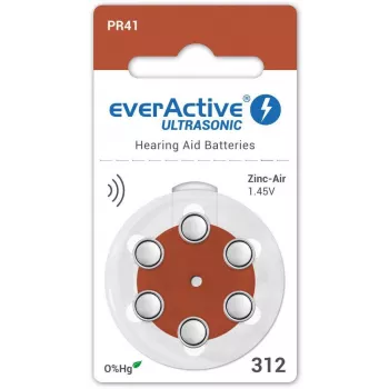everActive ULTRASONIC 312 / PR41 Pilhas para aparelhos auditivos, pack de 6