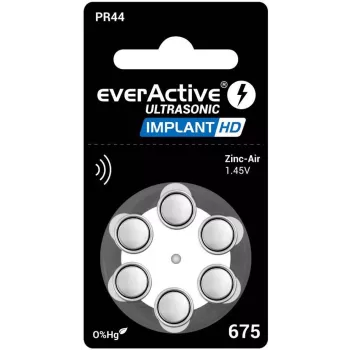 everActive ULTRASONIC IMPLANT HD 675 / PR44 pilhas para aparelhos auditivos, pack de 6