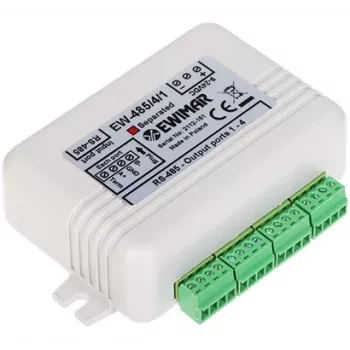 Distribuidor de bus RS-485 EWIMAR com isolamento ótico, 1 entrada 4 saídas, calha DIN, 12-48V DC