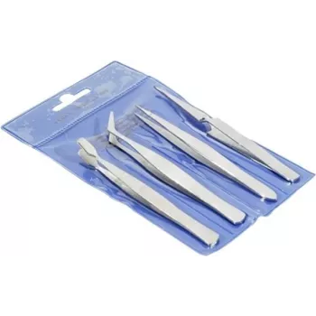 Conjunto de pinças de precisão EXERTIS CONNECT, 4 peças, aço inoxidável, antimagnético, resistente a ácidos, 120 mm 815550