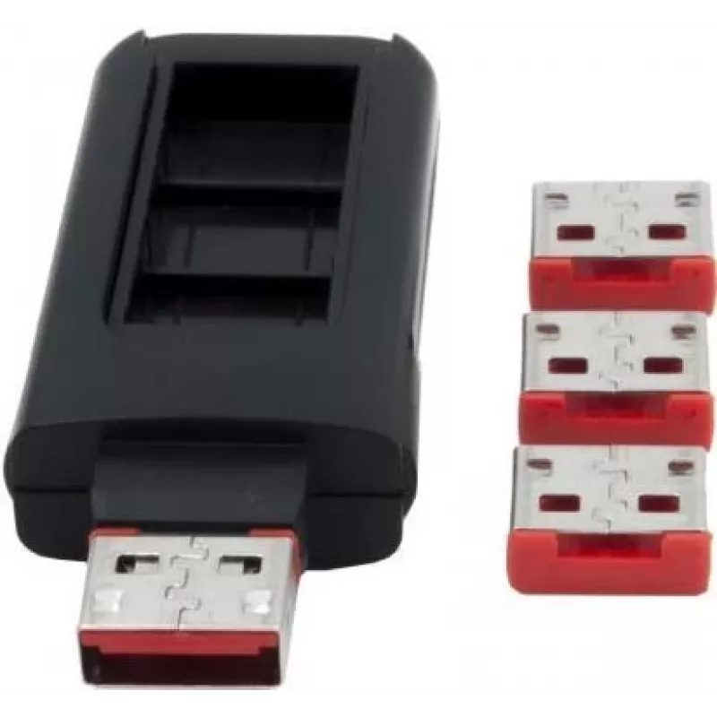 EXSYS EX-1114-RL Bloqueio de porta USB com chave, bloqueador físico para USB Type-A (10 bloqueios, 1 chave, preto)