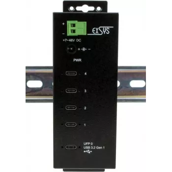 EXSYS EX-1144HMVS hub USB-C, USB 3.2 Gen 1, preto