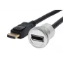 Cabo adaptador DisplayPort de montagem em painel EXSYS EX-49185, 30 cm, ficha para conector fêmea, caixa metálica, 4K 60Hz