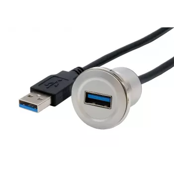 EXSYS EX-49186 adaptador de encaixe USB 3.2 Gen 1, conector fêmea USB-A para macho, 30 cm, metal
