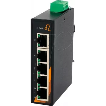 EXSYS EX-6200 Switch Ethernet industrial de 5 portas, não gerido, 10/100Base-TX, calha DIN, -40 a 75°C