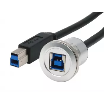 Cabo adaptador EXSYS para montagem em painel conector fêmea USB-B para conector macho USB-B, USB 3.2 Gen 1, 30 cm, caixa metálica EX-49187