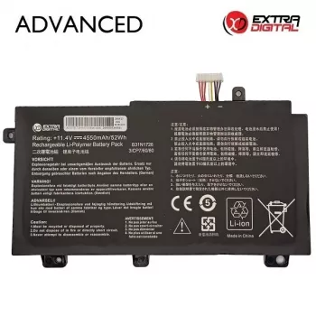 Extra Digital Advanced NB432592 Bateria de substituição para ASUS B31N1726 – 4550mAh, 11.52V Li-ion
