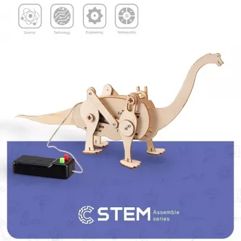 EXTRA DIGITAL Dinossauro a correr de construção em madeira, modelo didático