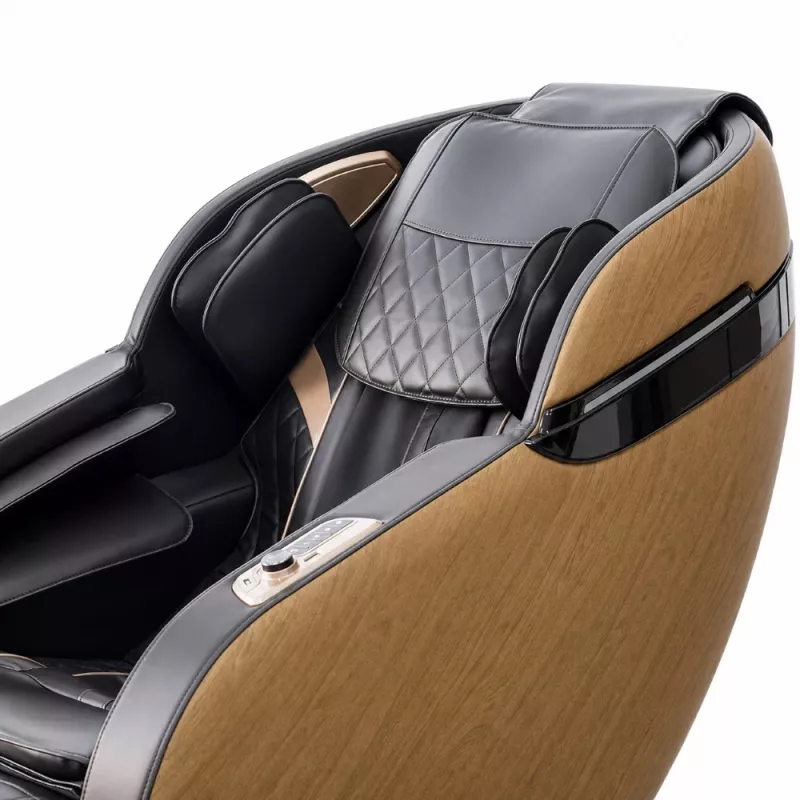 EXTRALINK 3D poltrona de massagem Zero Gravity com detalhes em madeira, preto/castanho