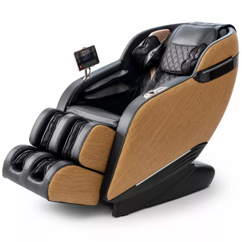 EXTRALINK 3D poltrona de massagem Zero Gravity com detalhes em madeira, preto/castanho