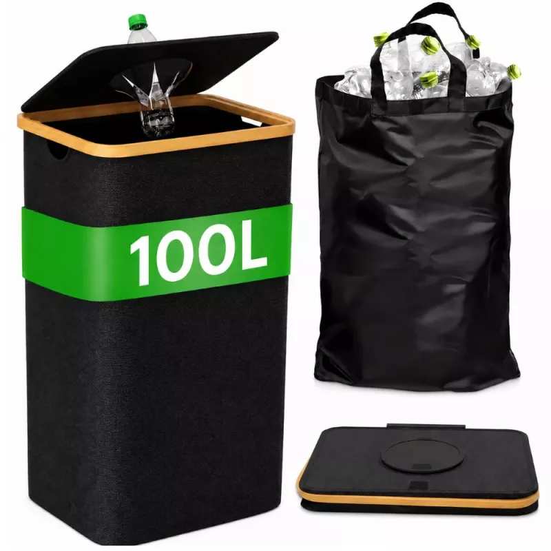 EXTRALINK Black Forest cesto dobrável para recolha de garrafas retornáveis, 100L, preto