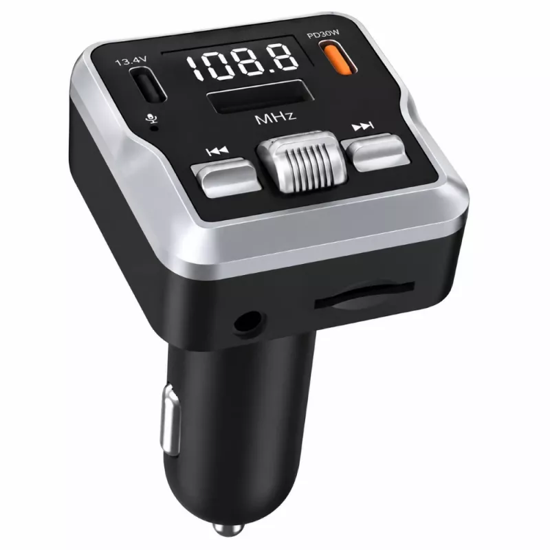 EXTRALINK Transmissor FM Bluetooth com 2 Portas de Carregamento USB e Ranhura para Cartão MicroSD