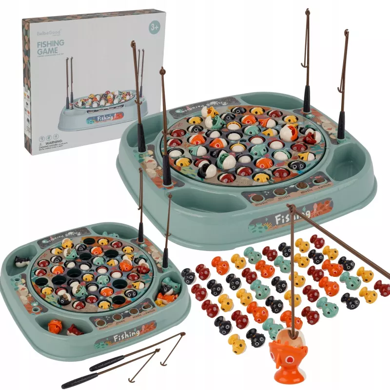 EXTRALINK Jogo de pesca Jogo de destreza 45 peixes + 4 canas de pesca música