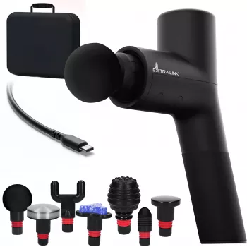 Pistola de massagem Extralink Massage Gymgun Fit 2.0 Pro, 7 acessórios, 6 modos