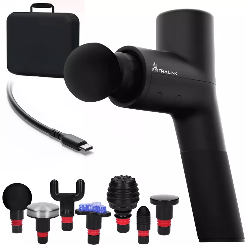 Pistola de massagem Extralink Massage Gymgun Fit 2.0 Pro, 7 acessórios, 6 modos