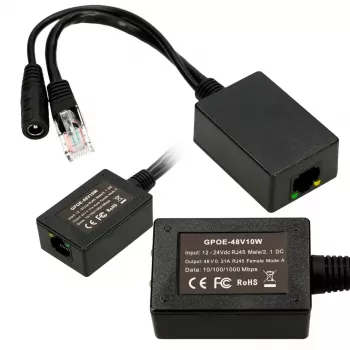 Extralink Inversor PoE 1 porta, entrada 1x 1000Mb/s RJ45/fêmea 10-30V, saída 48V