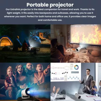 Projetor Inteligente Extralink Smart Life ESP-Mini-V2BL, 200 ANSI, 720p, Correção Automática de Keystone, Android 11