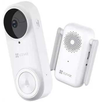 EZVIZ CSDB25MP conjunto de campainha de vídeo com bateria e campainha sem fios, resolução 2K+, campo de visão 176°, IP65, bateria 5200 mAh, microSD até 256GB, compatível com Alexa/Google