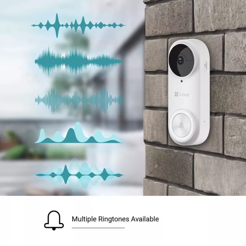 EZVIZ CSDB25MP (DB2) kit de campainha de vídeo a bateria com campainha interior, 5 MP 2K+, Wi-Fi, ângulo de visão de 176°, IP65, 5200 mAh