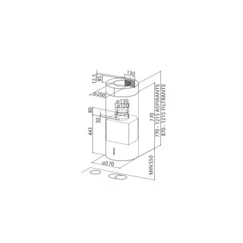 Faber CYLINDRA ISOLA EG8 X A37 exaustor de ilha com iluminação LED, 670 m³/h extração, classe energética C
