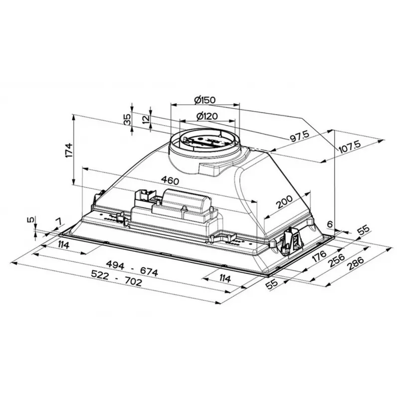 Faber Inka Smart C BK A52 Exaustor de Encastre (52 cm, Preto, 330 m³/h, LED)