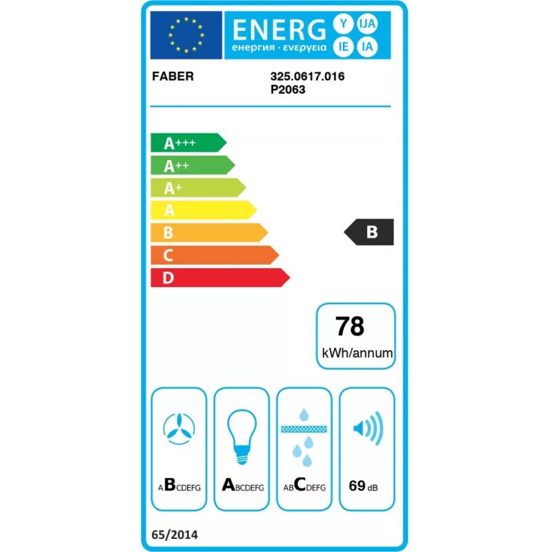 Faber Stilo Glass Smart A90 exaustor de parede, 90 cm, 690 m³/h, classe energética B, LED, preto/aço inoxidável