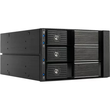 Fantec BP-SA2131 Módulo backplane SAS/SATA de 3 baías para compartimento de 5,25 polegadas - Hot-Swap sem bandeja, ventoinha de 70 mm, preto alumínio 2185