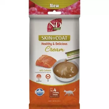 FARMINA N&D Quinoa Cat Skin & Coat Cream with Salmon Box Mono – Snack para gato – 4x15g