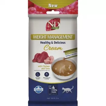 FARMINA N&D Quinoa Cat Weight Management Cream com frango e atum caixa – petisco para gato – 4x15g