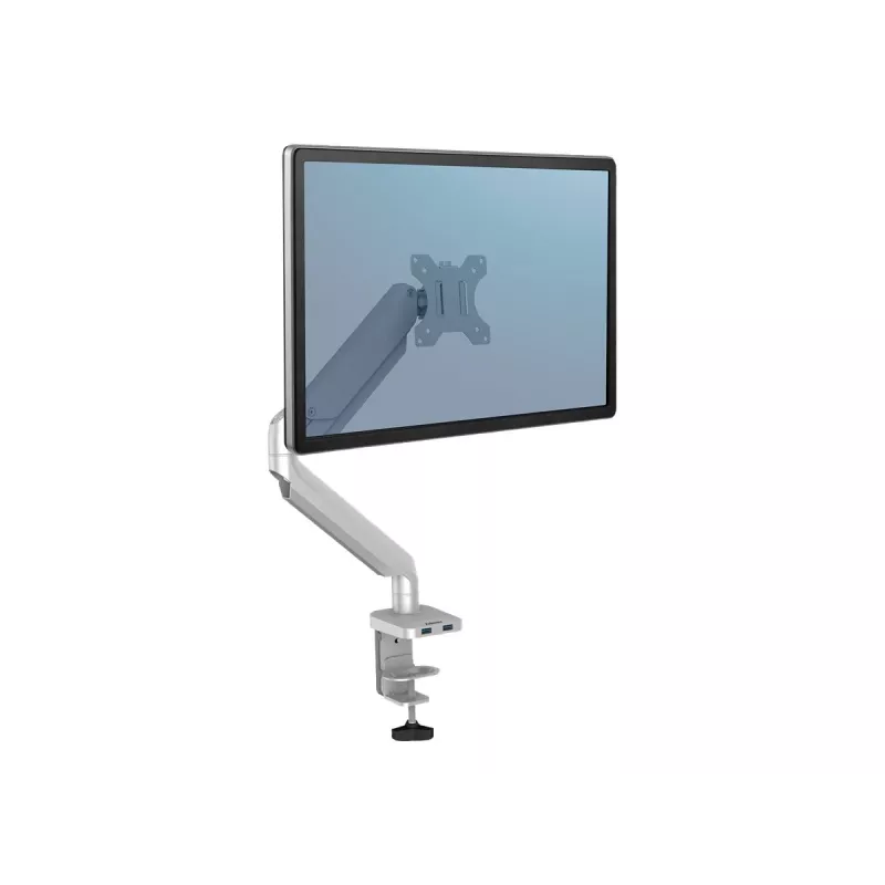 Suporte para monitor Fellowes Platinum Series - Braço ajustável - Alumínio - Prateado - Tamanho de ecrã até 68,6 cm (27 polegadas)