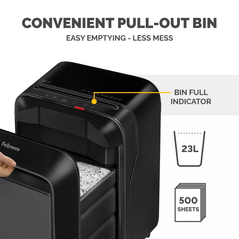 Destruidora de papel Fellowes Powershred LX210 Micro-Cut, 15 folhas, 23 litros, preta