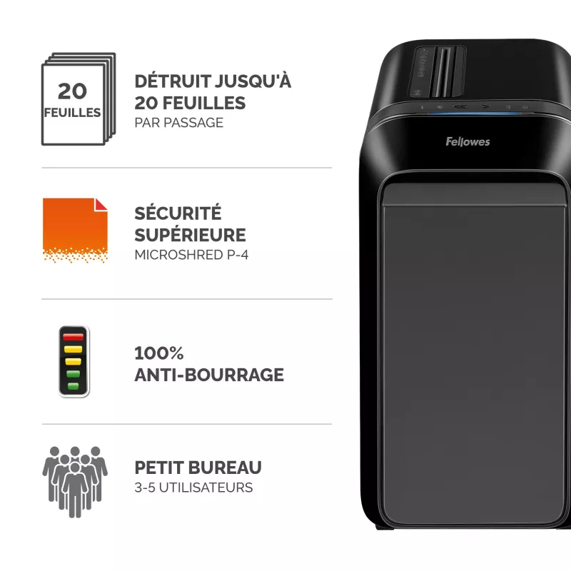 Fellowes Powershred LX221 destruidora de documentos de microcorte, 17 folhas, segurança P-5, depósito de 30L, preto 5050401