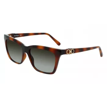 Ferragamo SF1027S-214 óculos de sol de mulher Havana acetato quadrado castanho degradê 55mm
