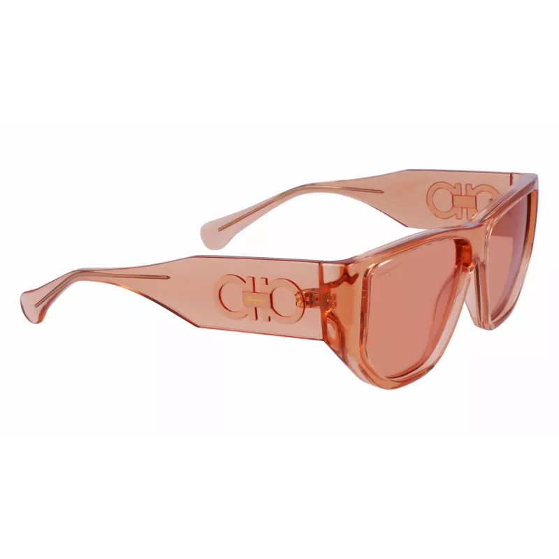 Ferragamo SF1077S-838 Óculos de sol unissexo pilot Shiny Rose Gold Brown Gradient 56/13/140 mm
