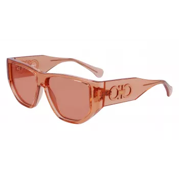 Ferragamo SF1077S-838 Óculos de sol unissexo pilot Shiny Rose Gold Brown Gradient 56/13/140 mm