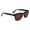 Óculos de sol unissexo FERRAGAMO SF2001S-232 Havana castanho armação quadrada de acetato lentes castanhas 54/20/145 mm