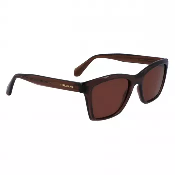 Óculos de sol unissexo FERRAGAMO SF2001S-232 Havana castanho armação quadrada de acetato lentes castanhas 54/20/145 mm